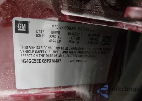 2011 Buick Lacrosse Cxl z USA, uszkodzony, nr VIN 1G4GC5EDXBF310487